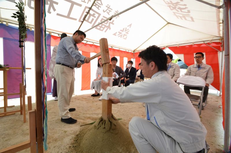 福岡県朝倉郡筑前町中牟田01　注文住宅建築現場リポート①　～地鎮祭～