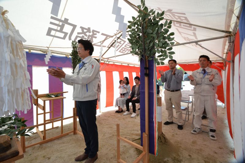 「朝倉郡筑前町中牟田01」注文住宅現場リポート①【地鎮祭】