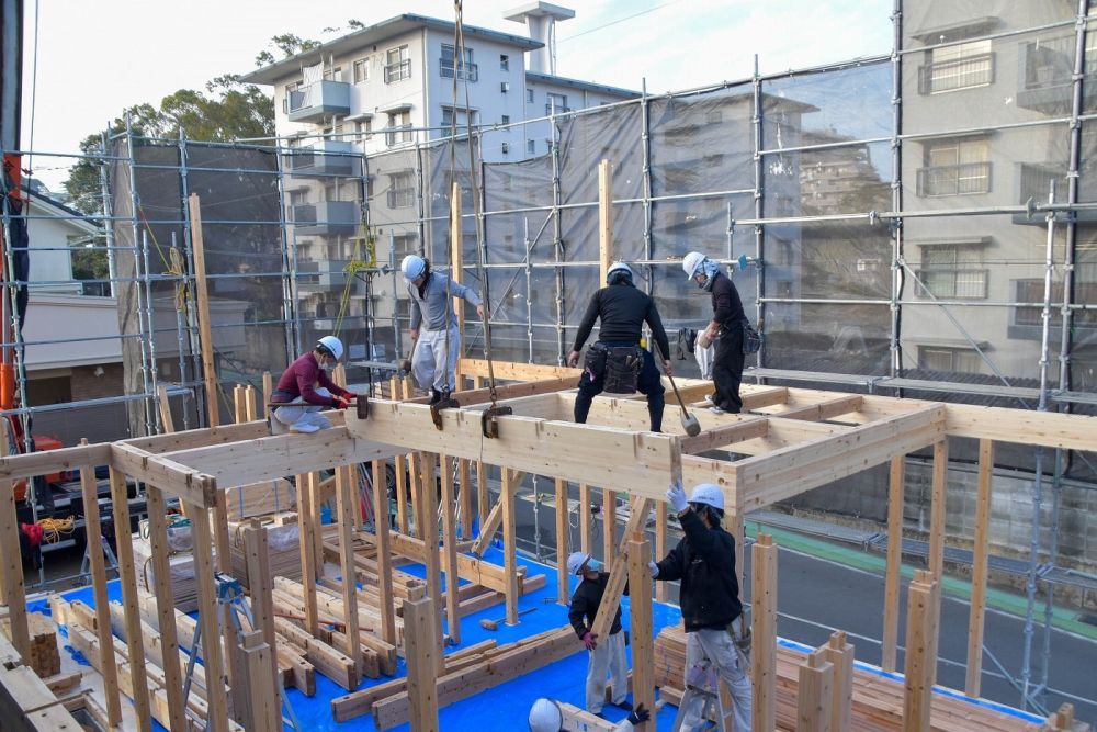 福岡市南区市崎01 注文住宅建築現場リポート②　～祝・上棟式1日目～