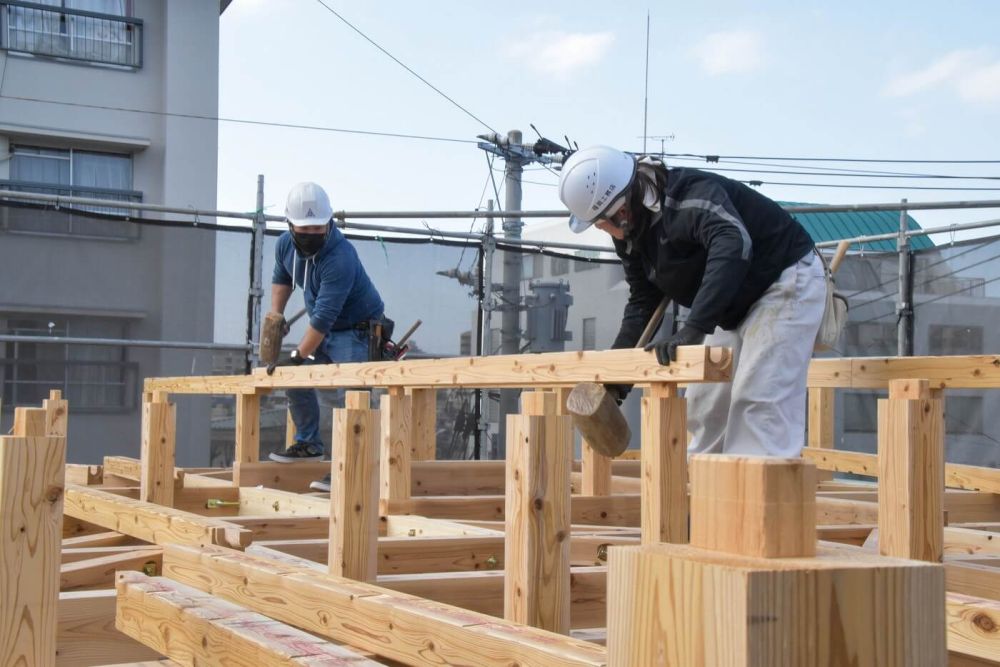 福岡市南区市崎01 注文住宅建築現場リポート②　～祝・上棟式1日目～