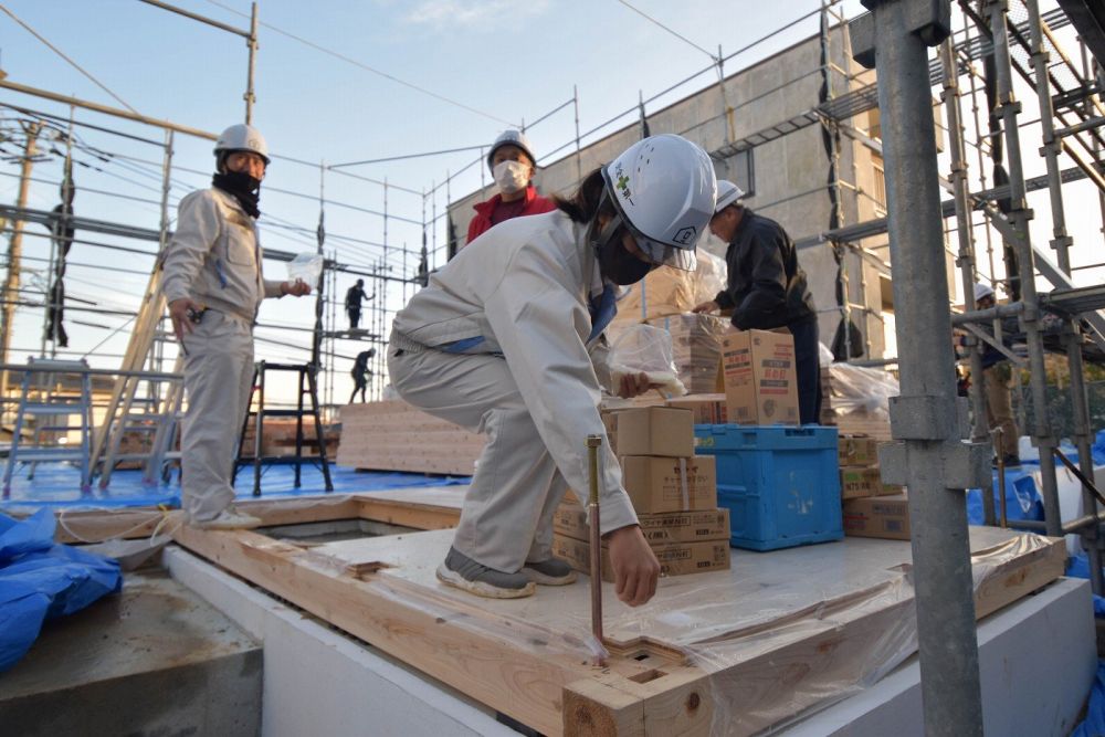 福岡市南区市崎01 注文住宅建築現場リポート②　～祝・上棟式1日目～