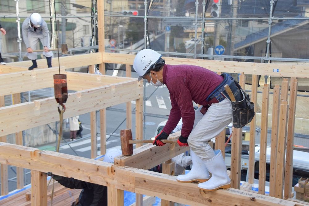 福岡市南区市崎01 注文住宅建築現場リポート②　～祝・上棟式1日目～