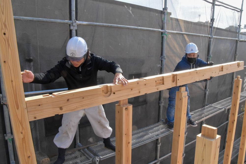 福岡市南区市崎01 注文住宅建築現場リポート②　～祝・上棟式1日目～