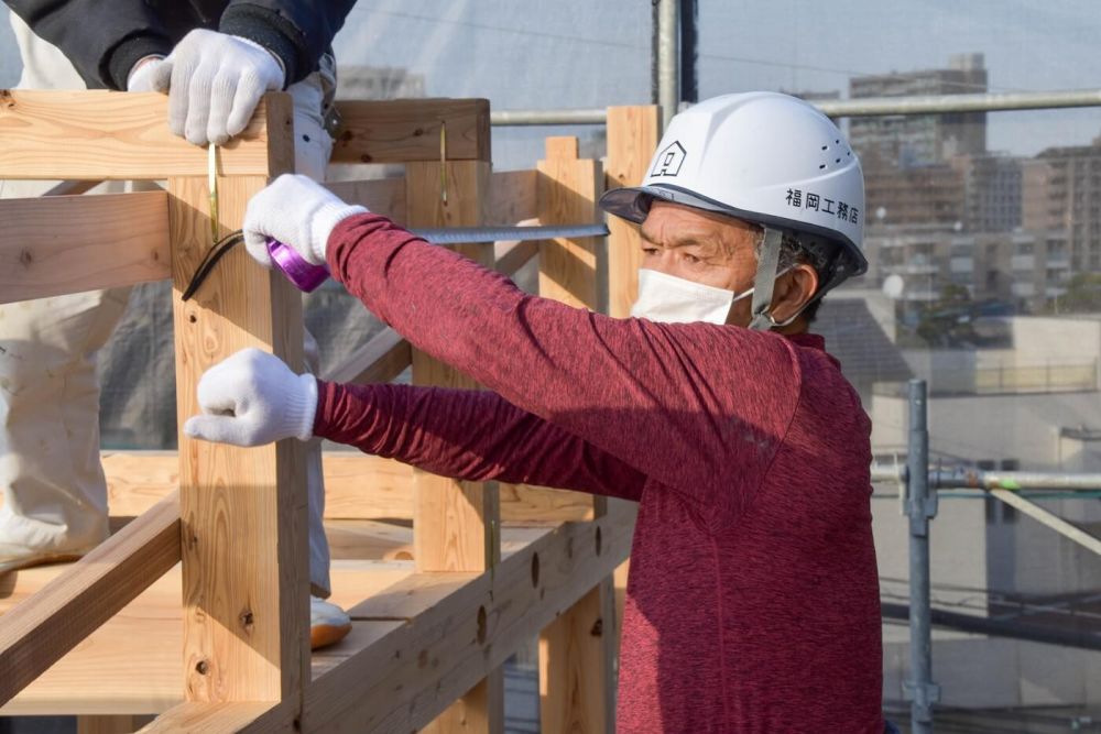 福岡市南区市崎01 注文住宅建築現場リポート②　～祝・上棟式1日目～