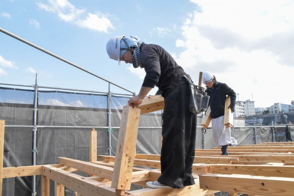 福岡市南区市崎01 注文住宅建築現場リポート②　～祝・上棟式1日目～