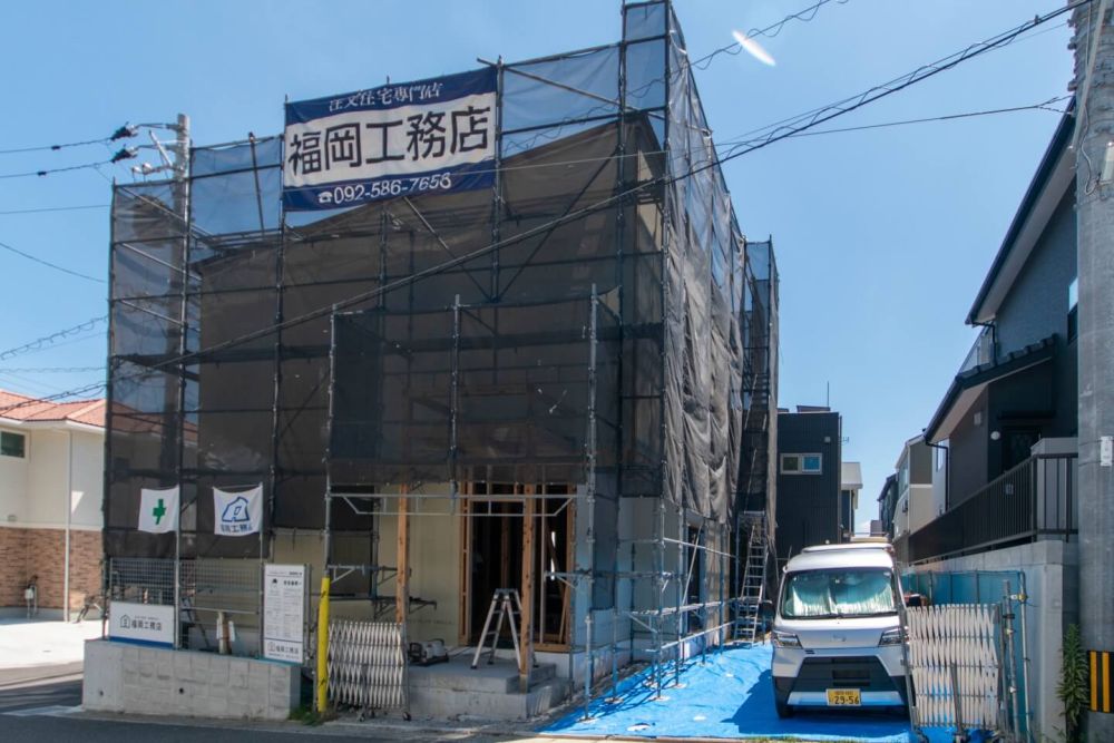 福岡市城南区06　注文住宅建築現場リポート⑤　～木工事・耐力面材貼り～