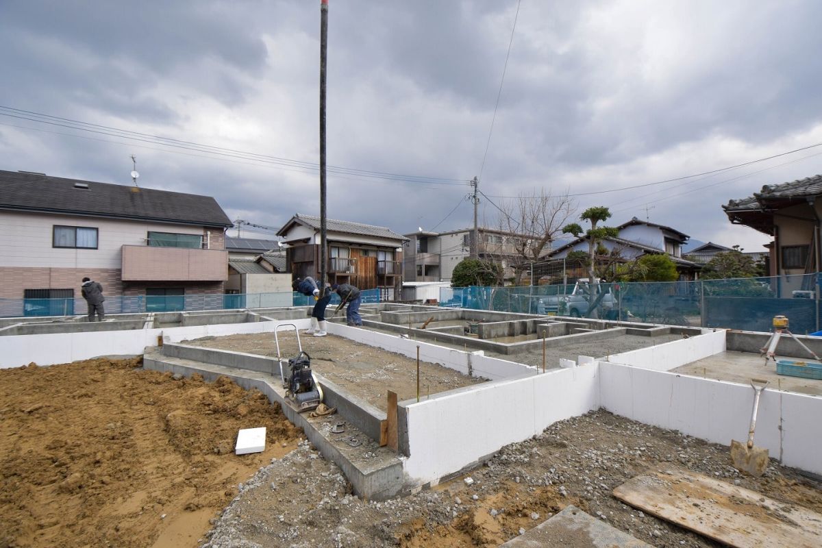 福岡県糟屋郡宇美町03　注文住宅建築現場リポート②　～基礎工事・生コン打設～