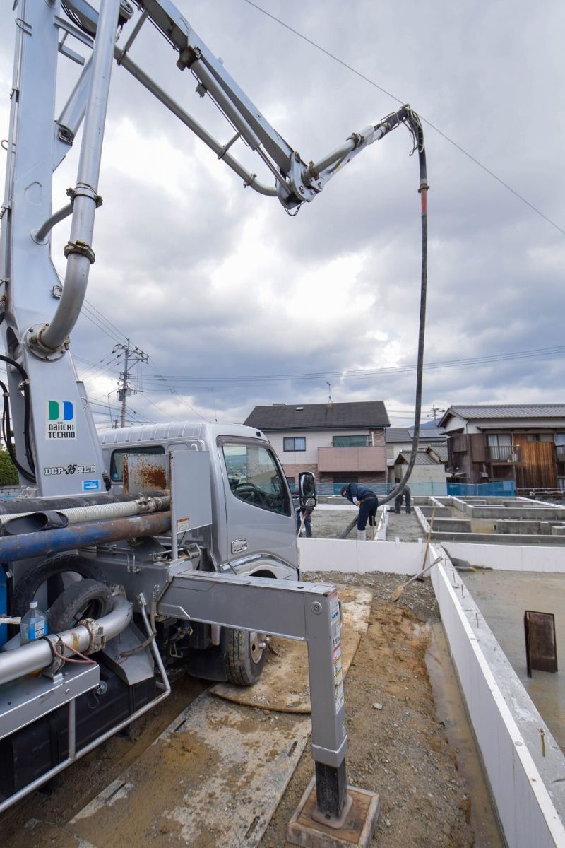 福岡県糟屋郡宇美町03　注文住宅建築現場リポート②　～基礎工事・生コン打設～