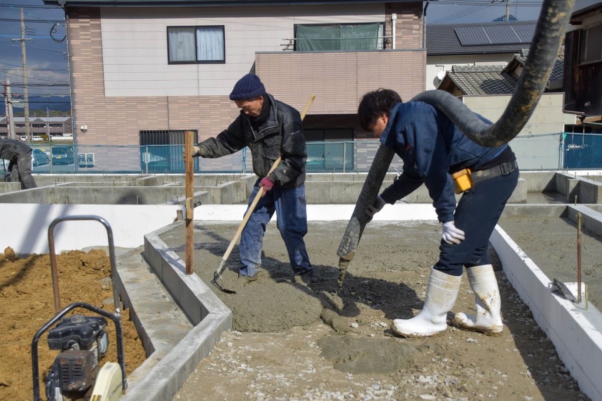 福岡県糟屋郡宇美町03　注文住宅建築現場リポート②　～基礎工事・生コン打設～