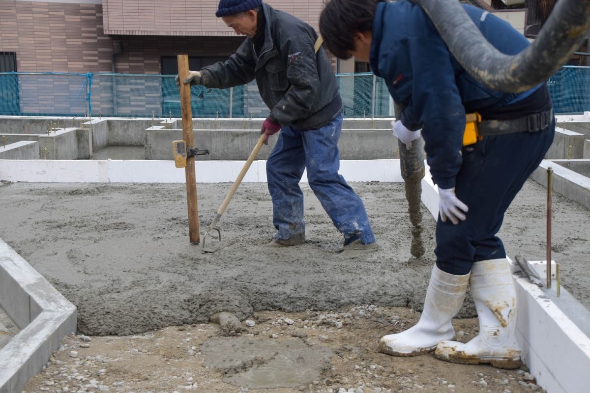 福岡県糟屋郡宇美町03　注文住宅建築現場リポート②　～基礎工事・生コン打設～