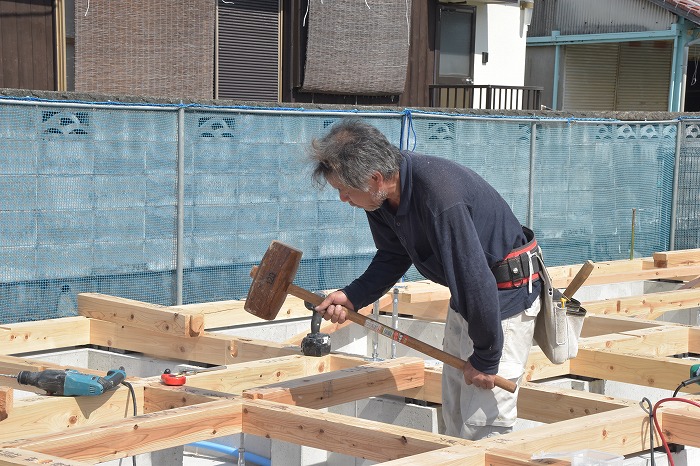 「朝倉郡筑前町中牟田01」注文住宅現場リポート③【木工事】【土台敷き】