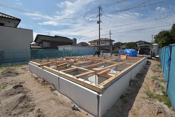 「朝倉郡筑前町中牟田01」注文住宅現場リポート③【木工事】【土台敷き】