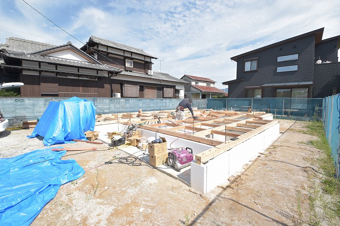 「朝倉郡筑前町中牟田01」注文住宅現場リポート③【木工事】【土台敷き】