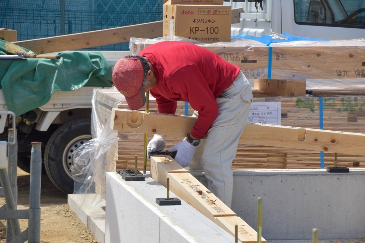 福岡市南区26　注文住宅建築現場リポート②　～木工事・土台敷～