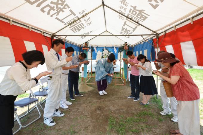 福岡県糟屋郡粕屋町02　注文住宅建築現場リポート①　～地鎮祭～