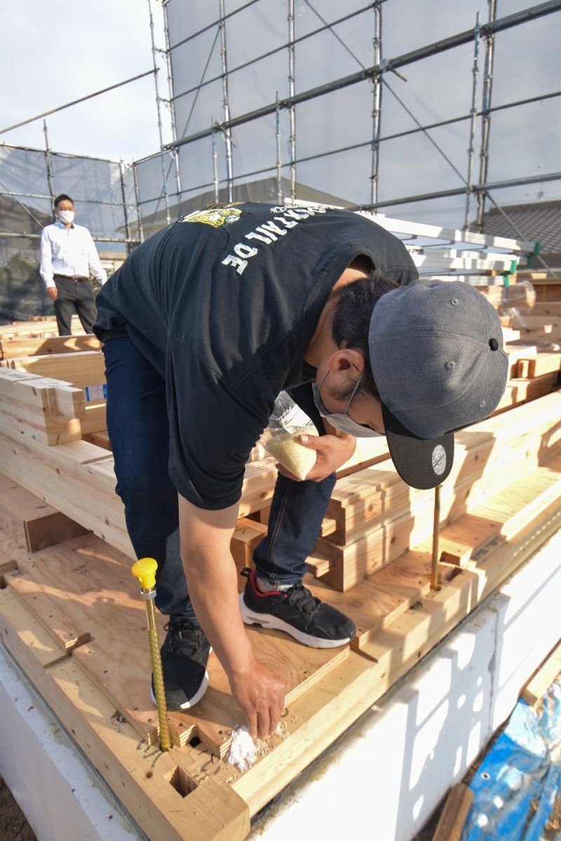 福岡県糟屋郡志免町06　注文住宅建築現場リポート③　～上棟式・前編～