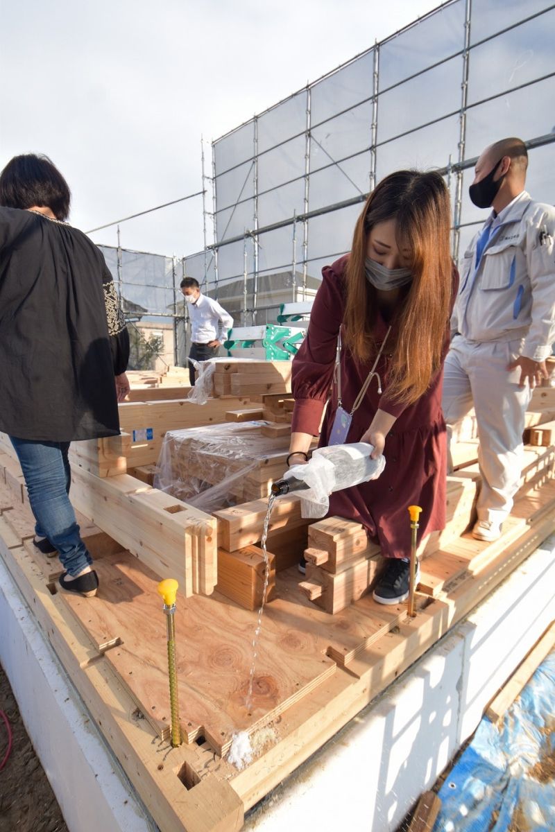 福岡県糟屋郡志免町06　注文住宅建築現場リポート③　～上棟式・前編～