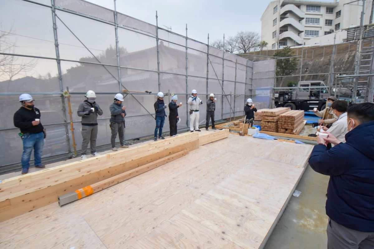 福岡県糟屋郡宇美町03　注文住宅建築現場リポート③　～上棟式・前編～