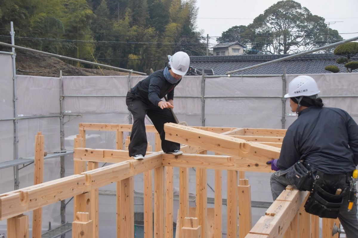 福岡県糟屋郡宇美町03　注文住宅建築現場リポート③　～上棟式・前編～