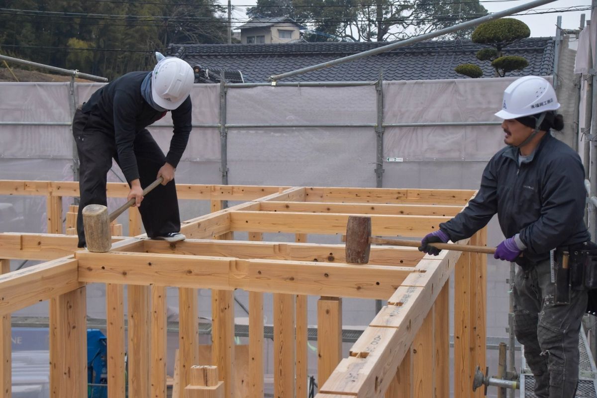 福岡県糟屋郡宇美町03　注文住宅建築現場リポート③　～上棟式・前編～