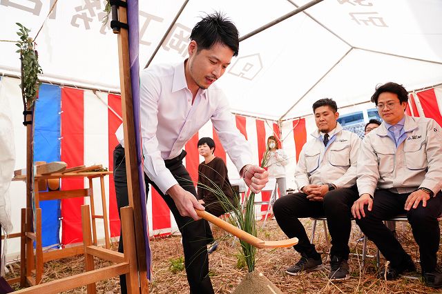 福岡県糟屋郡志免町03　注文住宅建築現場リポート①　～地鎮祭～