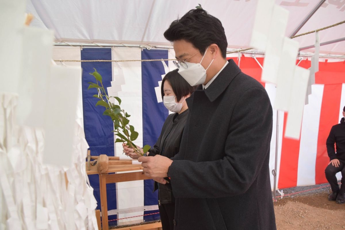 福岡県糟屋郡志免町07　注文住宅建築現場リポート①　～地鎮祭～