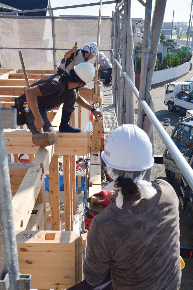 福岡県福岡市東区11　注文住宅建築現場リポート②　～上棟式・１日目午前〜