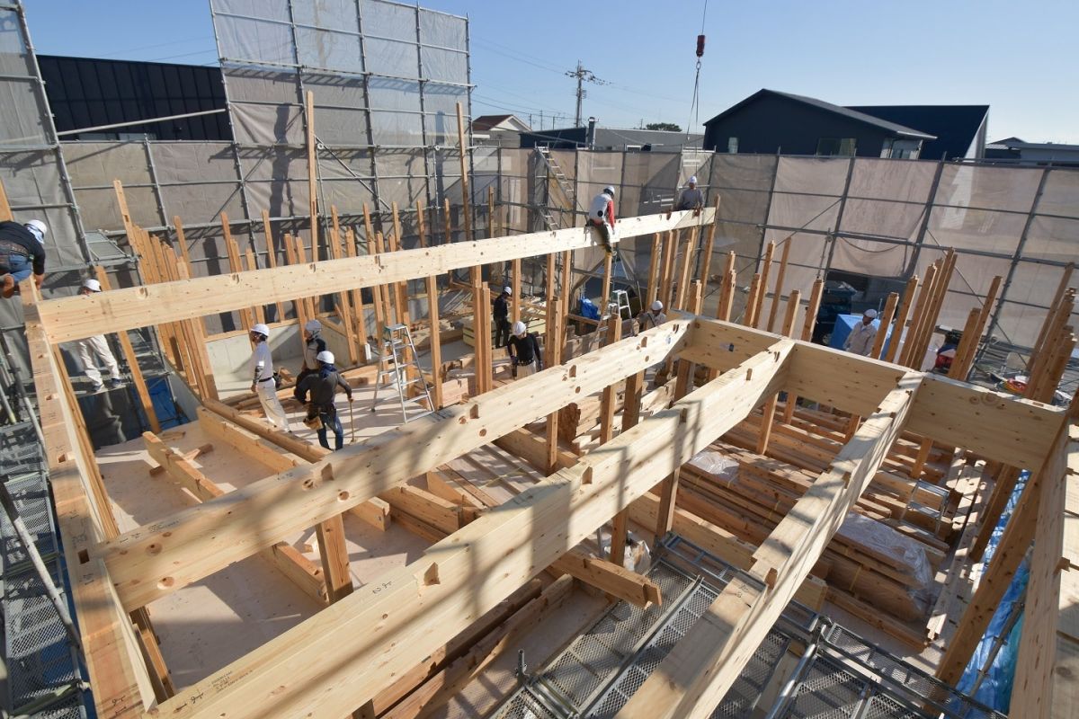 福岡県福岡市東区11　注文住宅建築現場リポート②　～上棟式・１日目午前〜