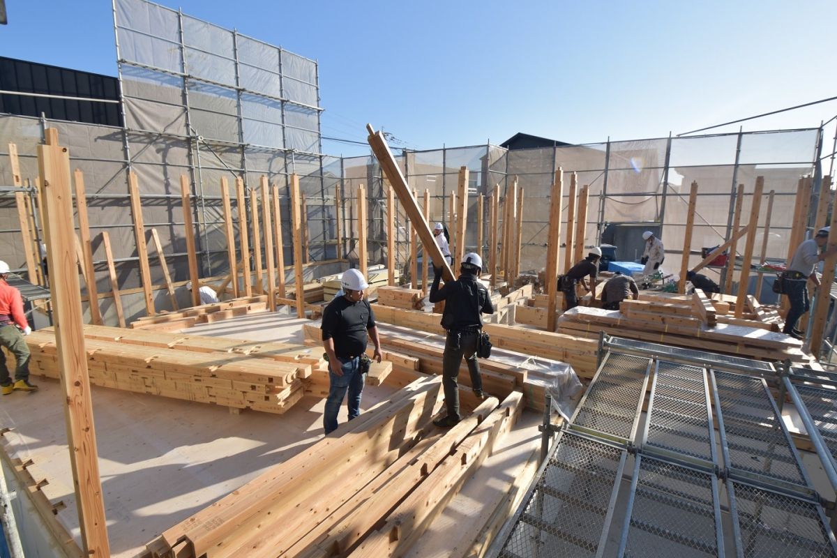 福岡県福岡市東区11　注文住宅建築現場リポート②　～上棟式・１日目午前〜