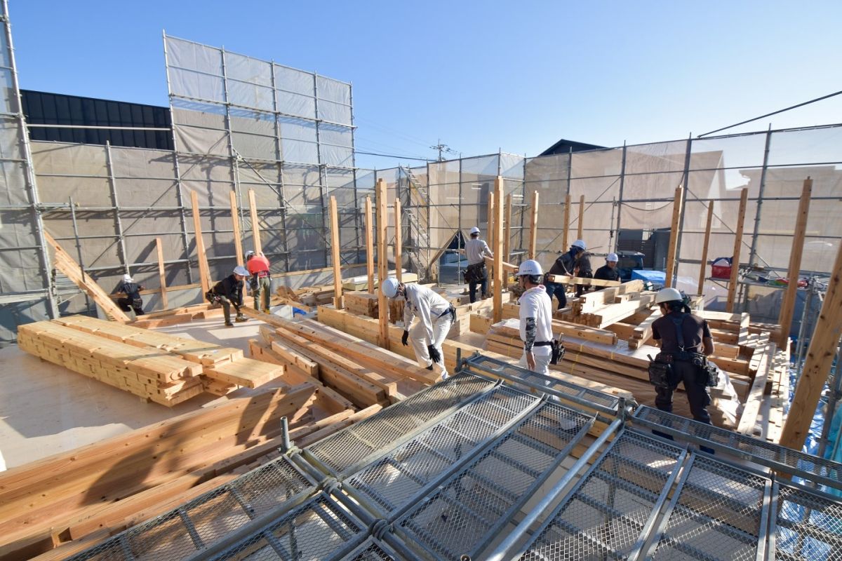 福岡県福岡市東区11　注文住宅建築現場リポート②　～上棟式・１日目午前〜