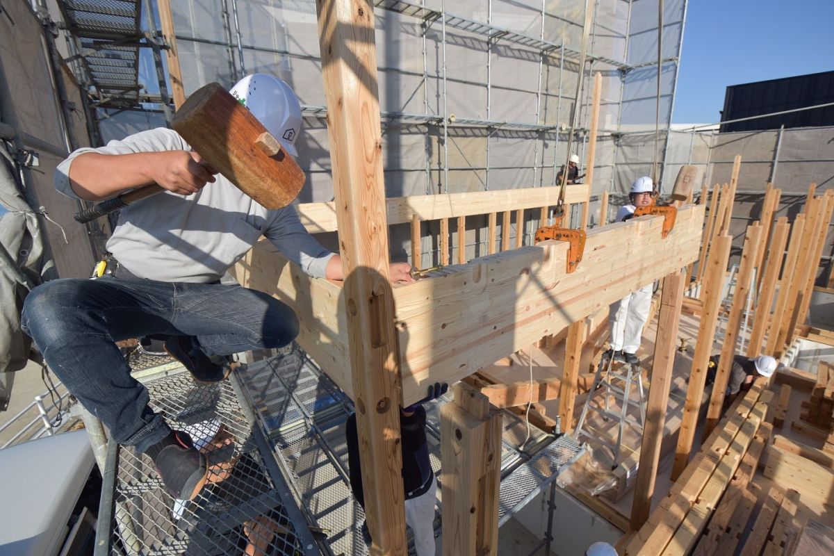 福岡県福岡市東区11　注文住宅建築現場リポート②　～上棟式・１日目午前〜