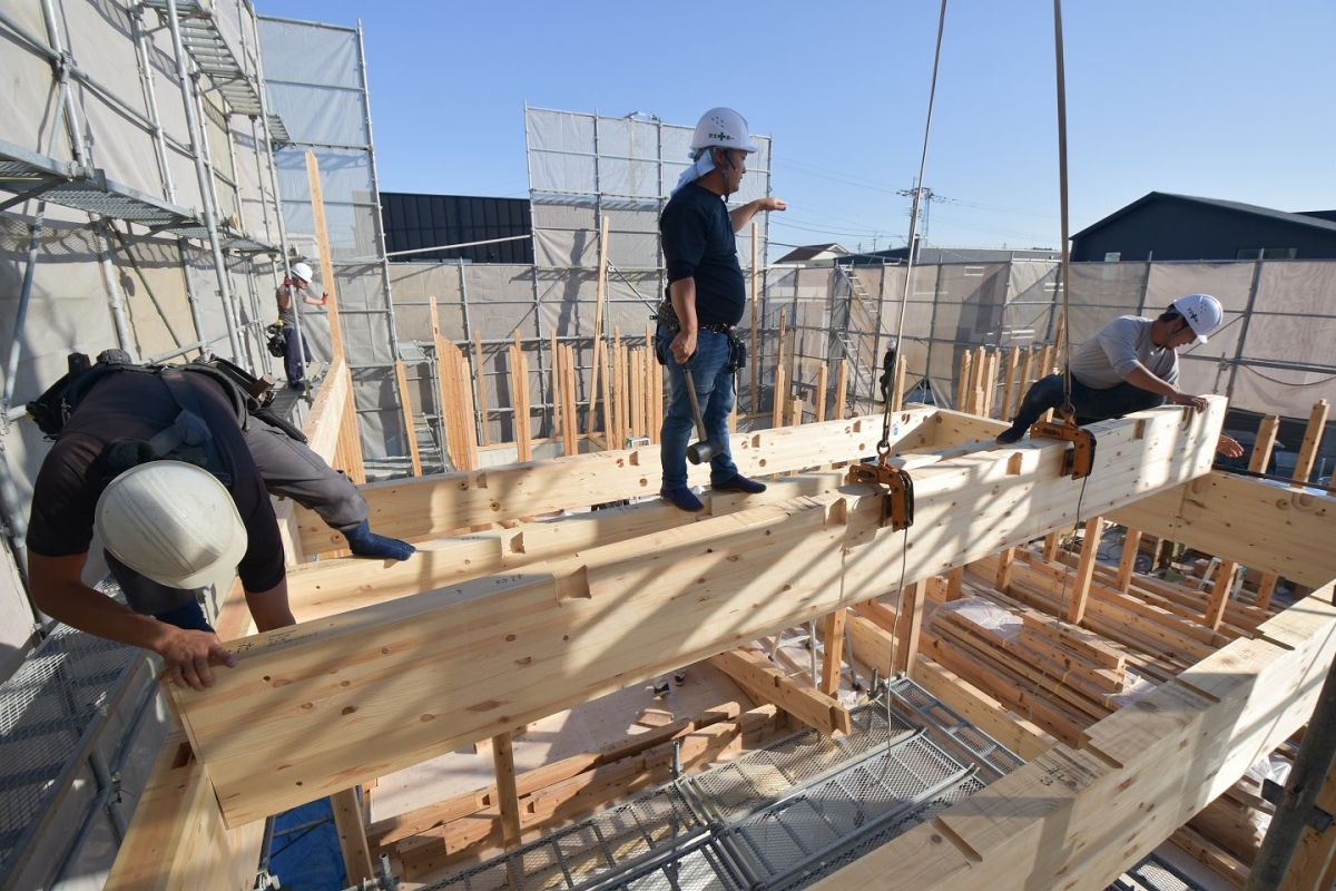 福岡県福岡市東区11　注文住宅建築現場リポート②　～上棟式・１日目午前〜