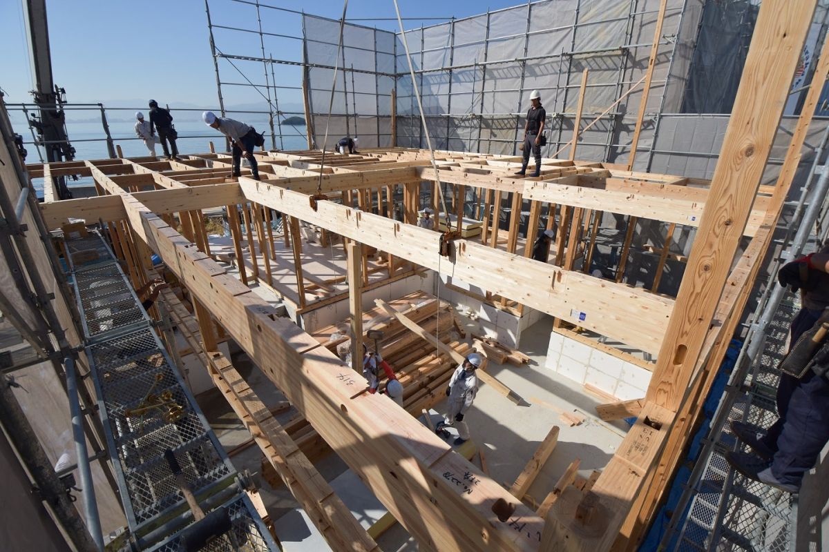 福岡県福岡市東区11　注文住宅建築現場リポート②　～上棟式・１日目午前〜