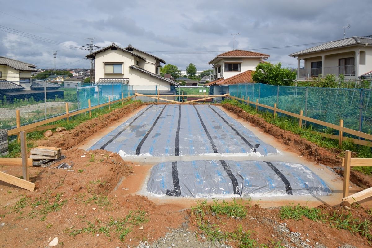 福岡県太宰府市10　注文住宅建築現場リポート①　～基礎工事・ターミダンシート～