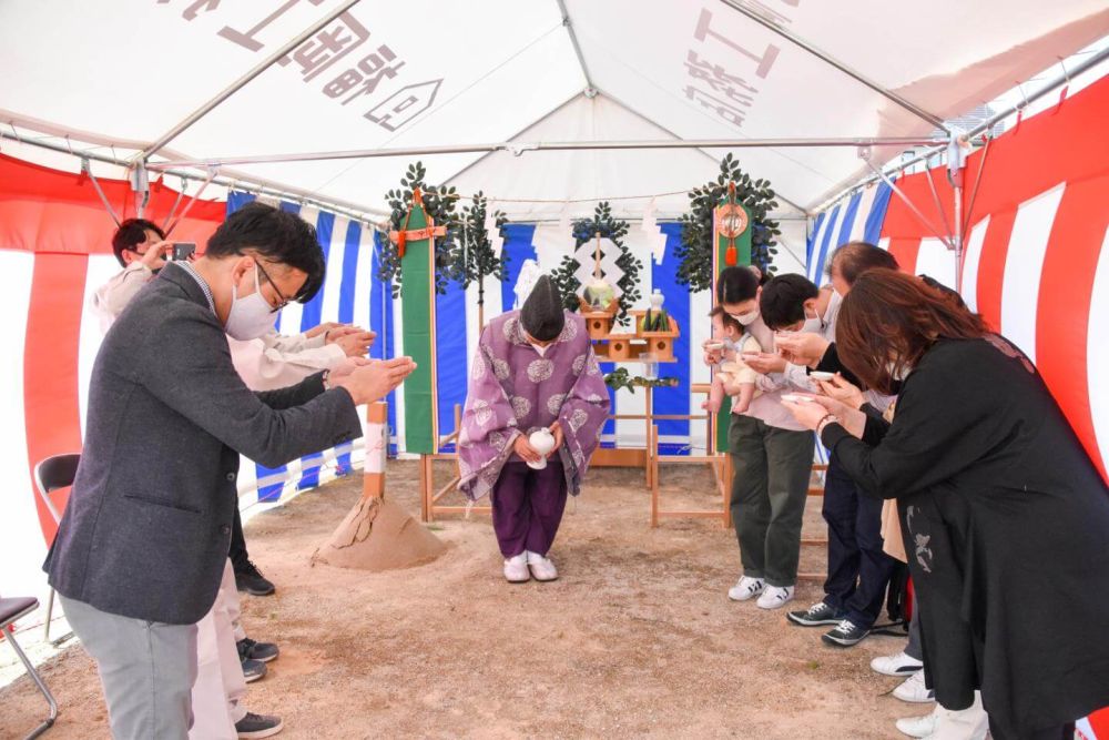 福岡県糟屋郡粕屋町03　注文住宅建築現場リポート①　～地鎮祭～