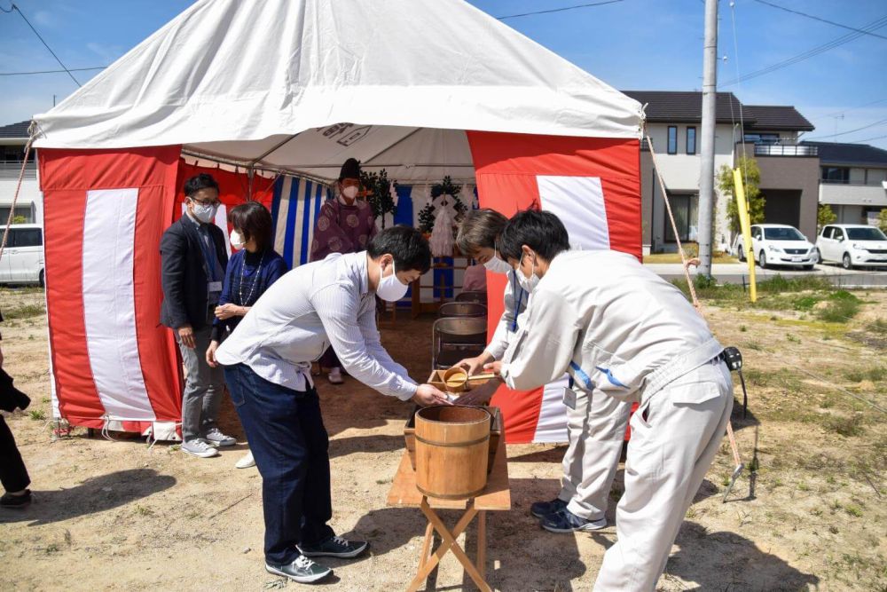 福岡県糟屋郡粕屋町03　注文住宅建築現場リポート①　～地鎮祭～