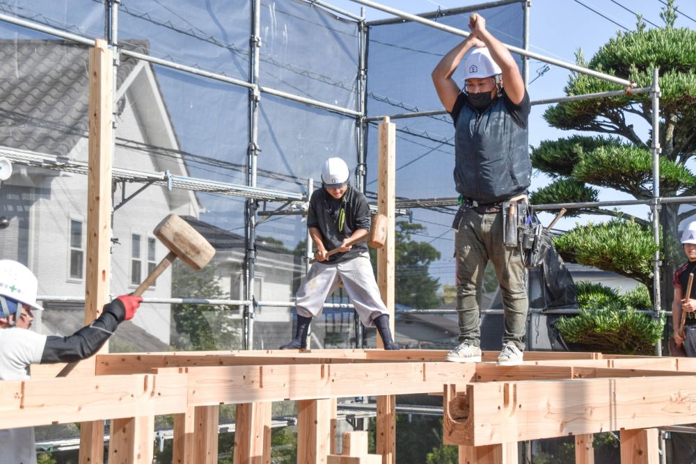 福岡市早良区小田部02　注文住宅建築現場リポート③　～祝・上棟式1日目～