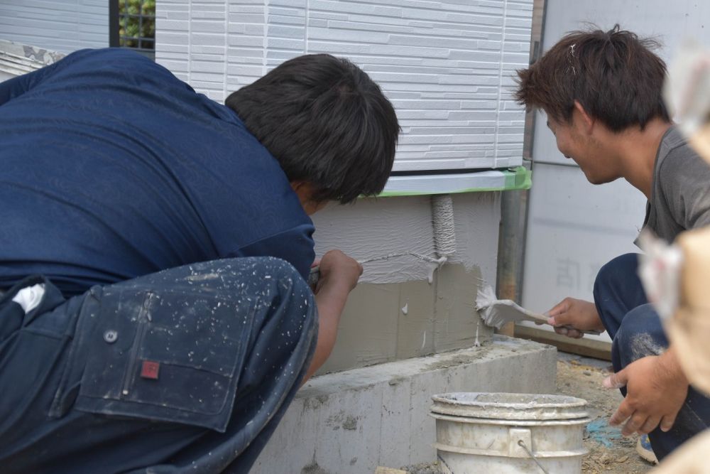 「福岡市早良区05」注文住宅現場リポート⑦【左官工事】【基礎巾木】