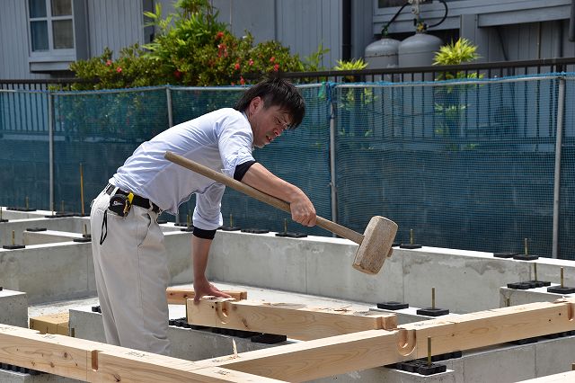 「太宰府市05」注文住宅現場リポート④【木工事】【土台敷き】