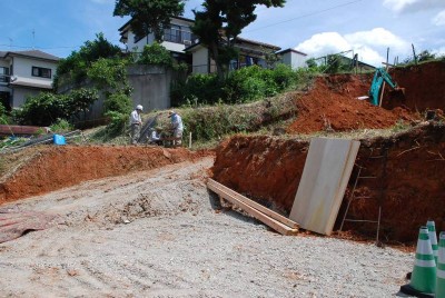 福岡市東区松崎01　注文住宅建築現場リポート①　～擁壁工事1～