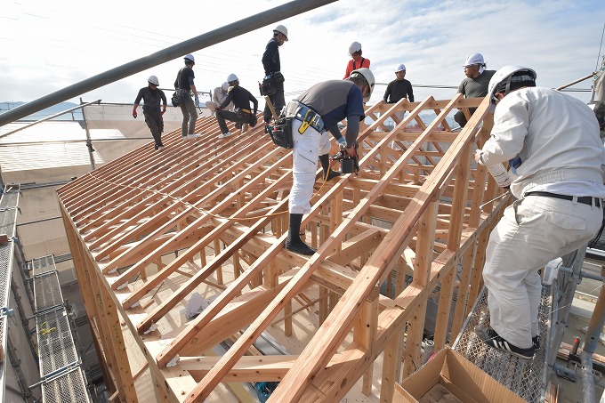 福岡市西区千里01　注文住宅建築現場リポート⑤　～上棟式～