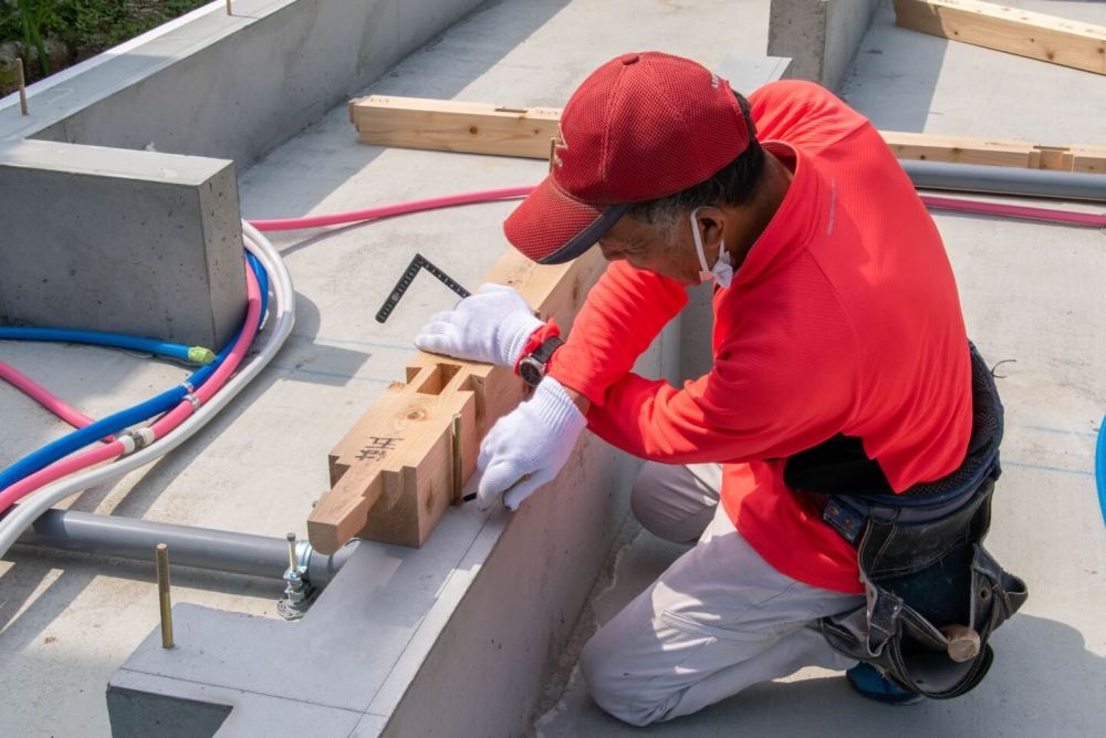 福岡市東区09　注文住宅建築現場リポート④　～木工事・土台敷き～