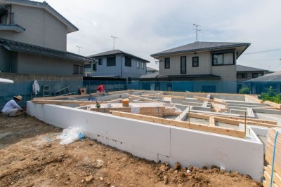 福岡市東区09　注文住宅建築現場リポート④　～木工事・土台敷き～