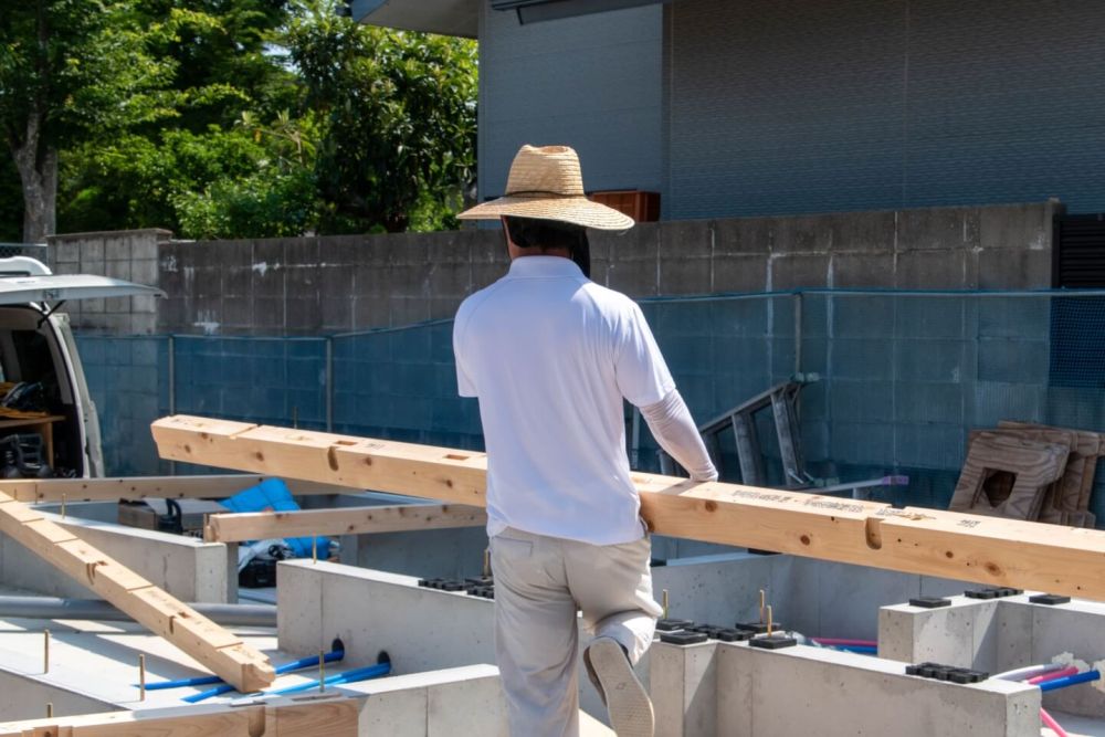 福岡市東区09　注文住宅建築現場リポート④　～木工事・土台敷き～