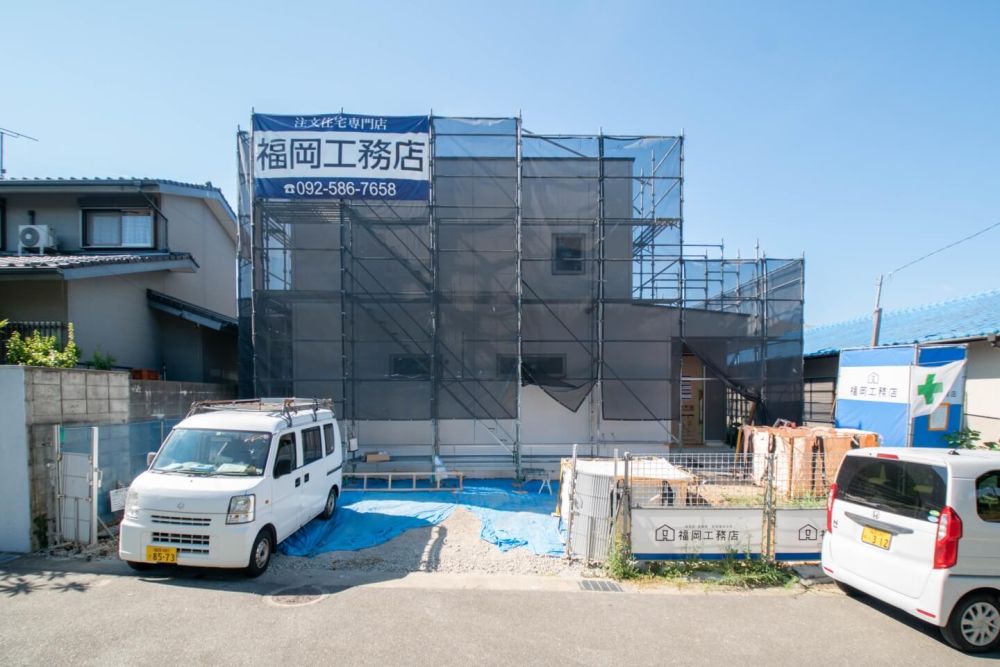 福岡市東区09　注文住宅建築現場リポート⑨　～木工事・石膏ボード貼り～