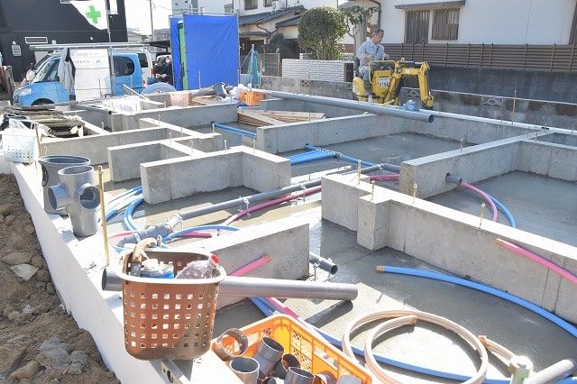 「福岡市城南区七隈03」注文住宅現場リポート③【基礎工事】【給排水】