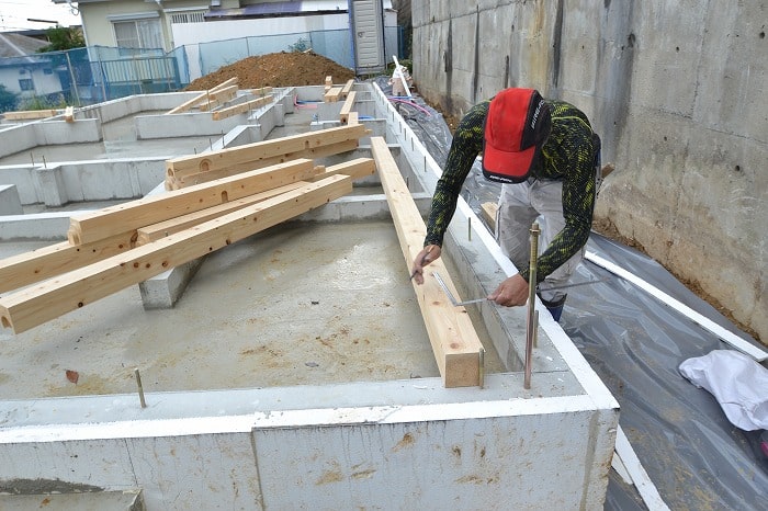 「福岡市東区04」注文住宅現場リポート④【木工事】【土台敷き】