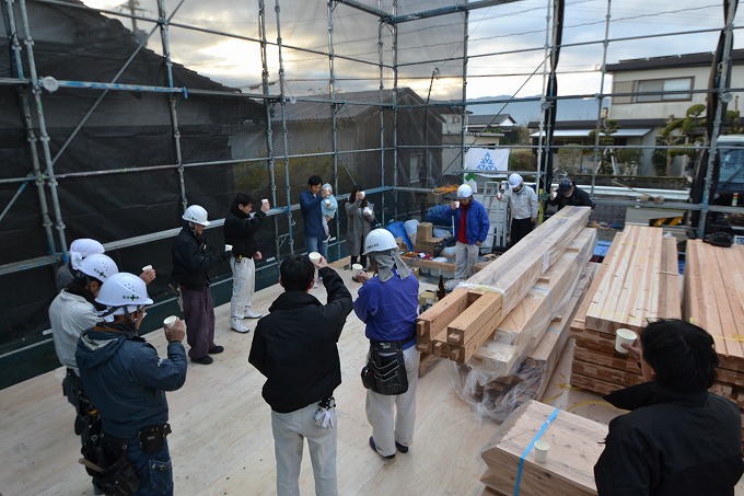 福岡県三井郡大刀洗町02　注文住宅建築現場リポート⑤　～上棟式～