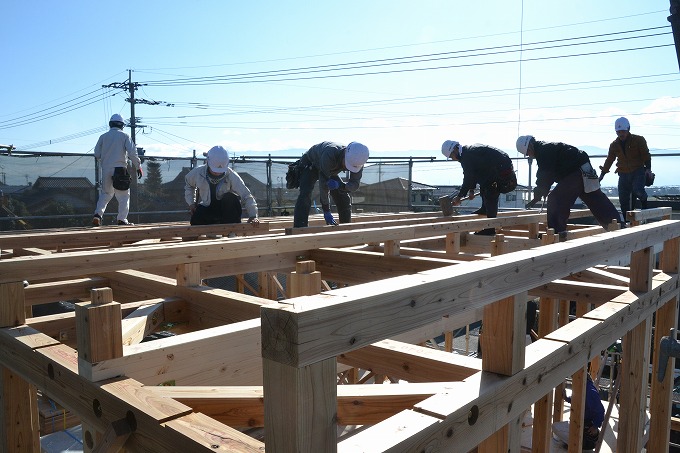 福岡県三井郡大刀洗町02　注文住宅建築現場リポート⑤　～上棟式～