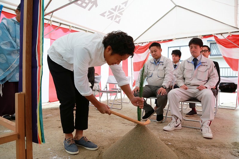 福岡市城南区南片江02　注文住宅建築現場リポート①　～地鎮祭～